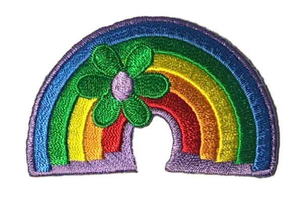 Aufbügler Regenbogen mit Blume